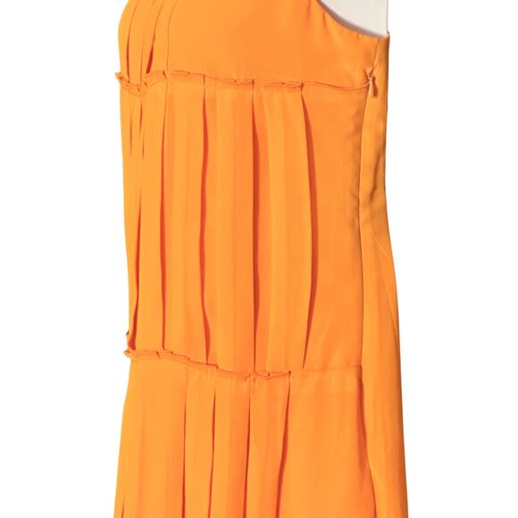 Milano Sleeveless Swing Dress Size 10 Flirty Orange Pleated Flapper Shift Lined - Picture 5 of 10